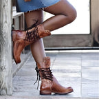 Damen Stiefeletten mit Schnürsenkeln Klassisch EB