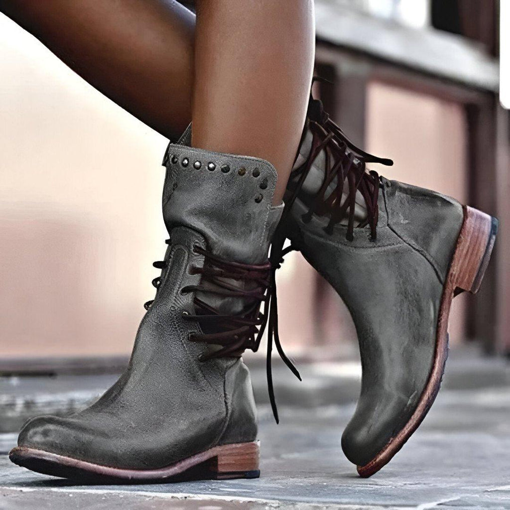 Damen Stiefeletten mit Schnürsenkeln Klassisch EB