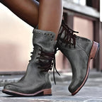 Damen Stiefeletten mit Schnürsenkeln Klassisch EB