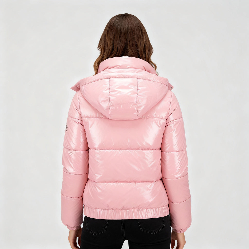Glänzende Wasserabweisende Thermo Komfort Winterjacke Damen | EB