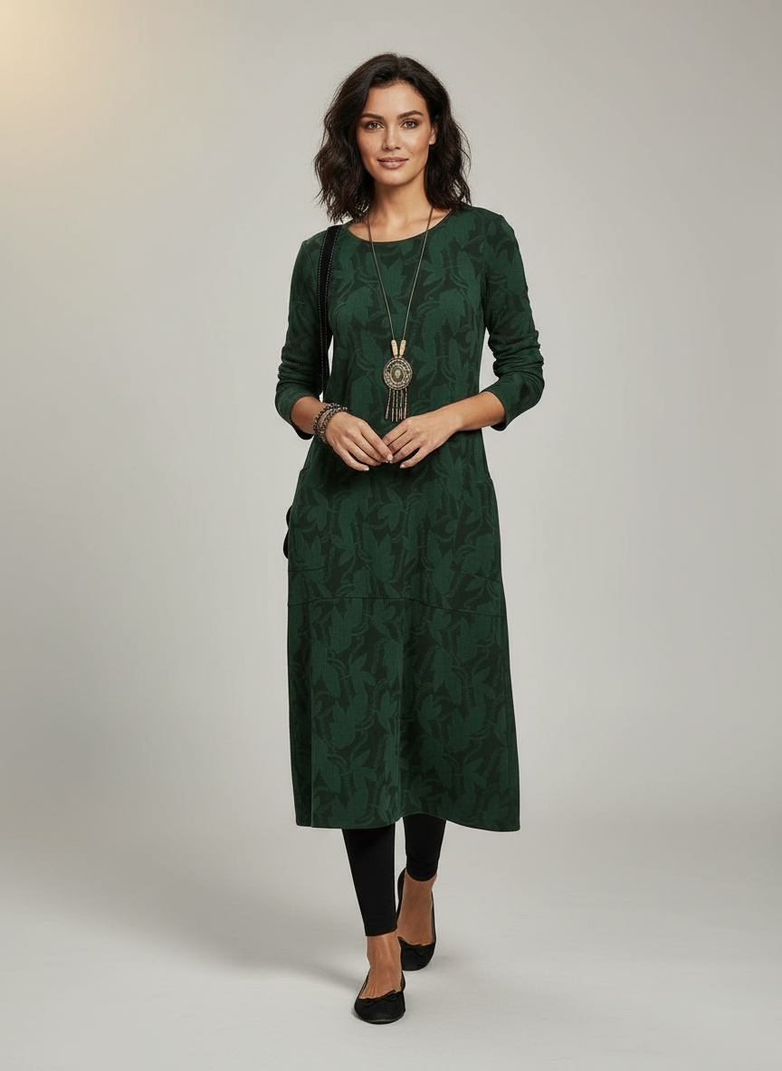Bedrucktes Winter Strickkleid