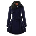 EB | Damen-Trenchcoat mit Veganem Fell und Gürtel