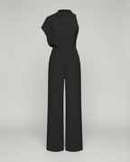 EB | Damen Jumpsuit mit Rundhalsausschnitt, Armellos und Weitem Bein