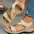 Damen Bequeme und modische Freizeit-Sandalen mit verstellbaren Riemen und gepolsterter Sohle EB