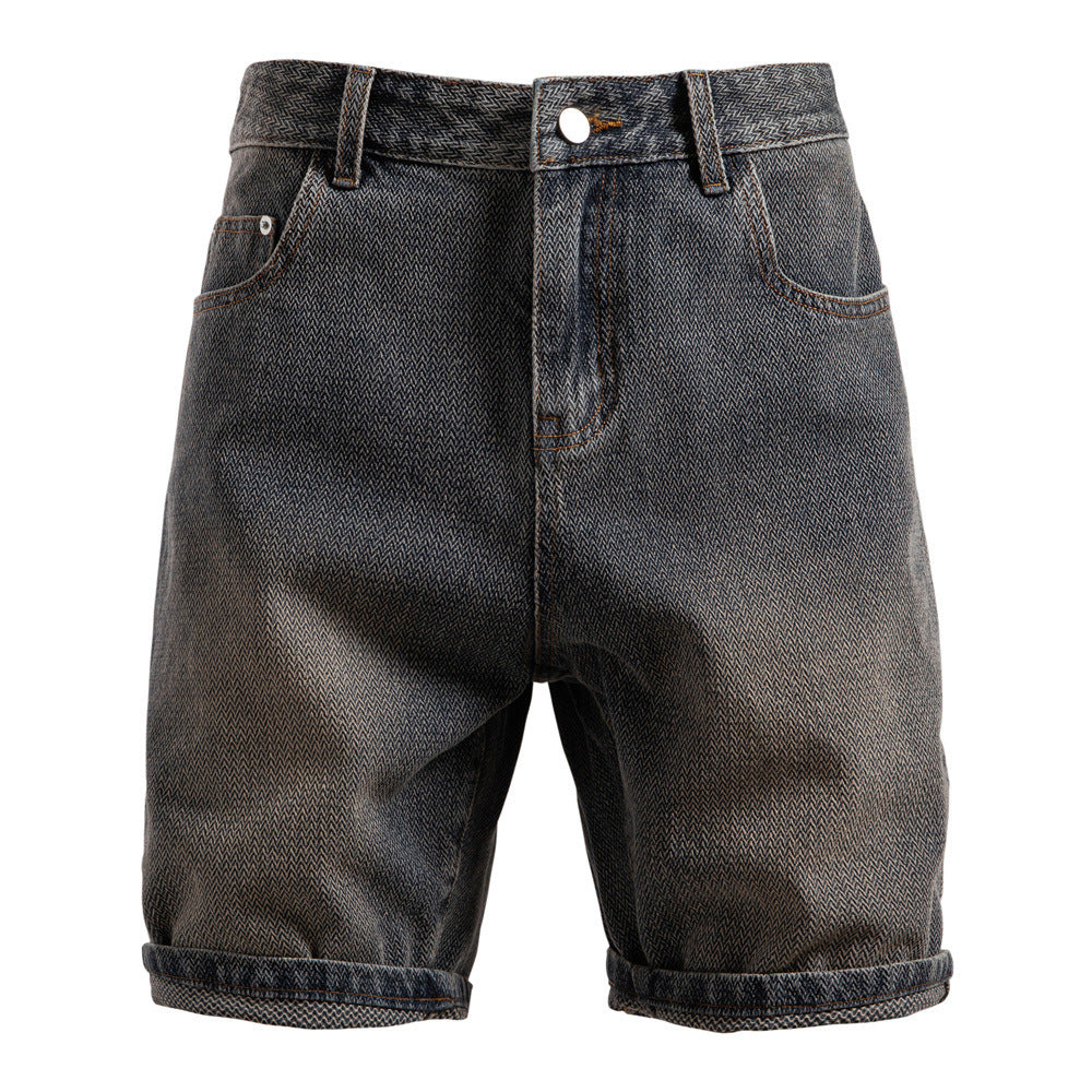 Herren Denim-Shorts mit Umschlag