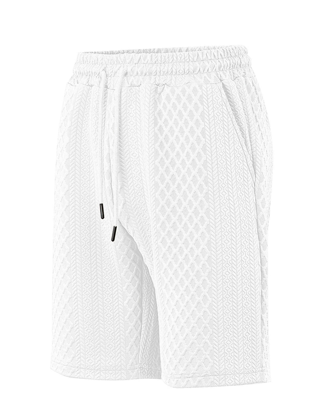 Strukturierte Herren-Loungeshorts mit elastischem Bund, Kordelzug und Seitentaschen