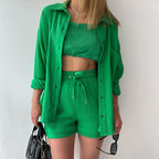 Damen lässiges Oversize-Hemd mit kurzem Schnitt und praktischen Taschen EB