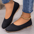 Damen Bequeme Ballerinas aus elastischem Strickmaterial mit flexibler Sohle EB