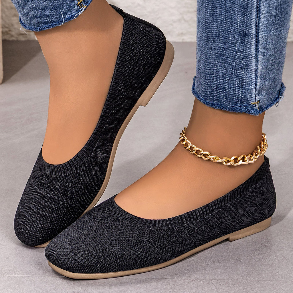Damen Bequeme Ballerinas aus elastischem Strickmaterial mit flexibler Sohle EB