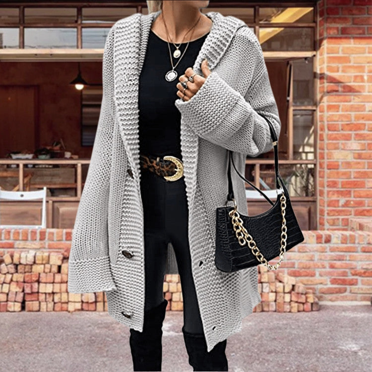 Damen Grober Strickcardigan mit weitem Schnitt und tiefen Taschen EB