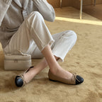Damen Ballerinas mit eleganter Schleife und modischer Zweifarben-Optik EB