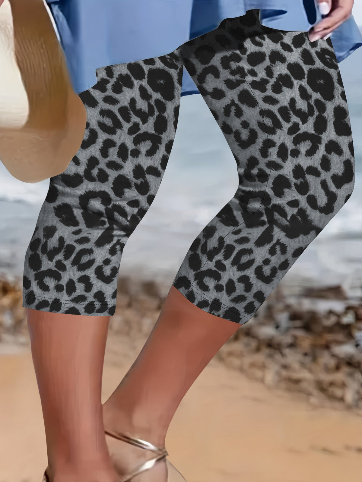 Damen-Capri-Biker-Shorts mit hohem Bund und Kompression