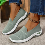 Damen Bequeme Slip-On Freizeitschuhe mit luftdurchlässigem Strickoberteil EB