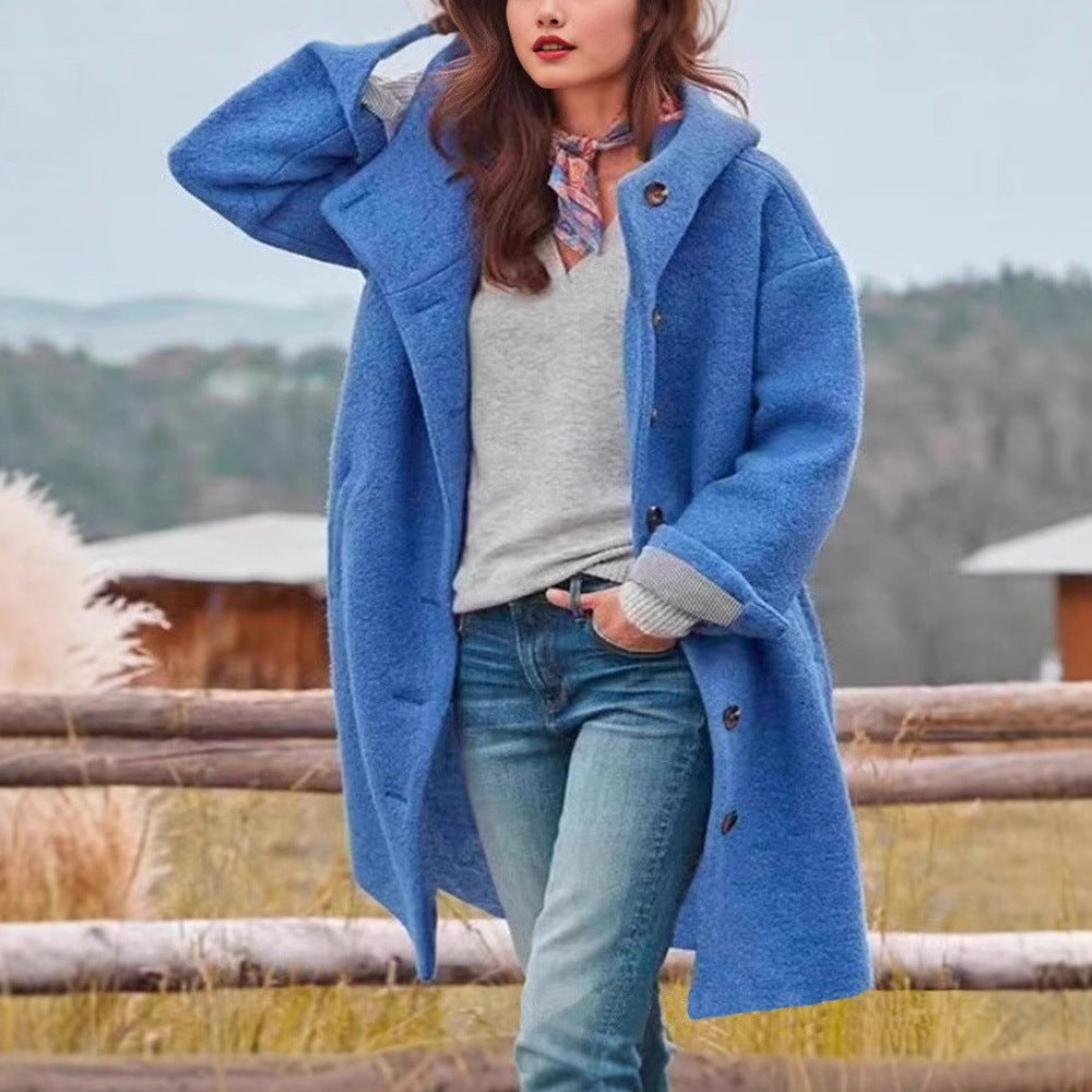 Damen lässiger Oversized-Fleece-Mantel mit praktischen Taschen EB