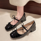 Damen Ballerinas mit modischer Schleifen-Applikation und elegantem Blockabsatz EB