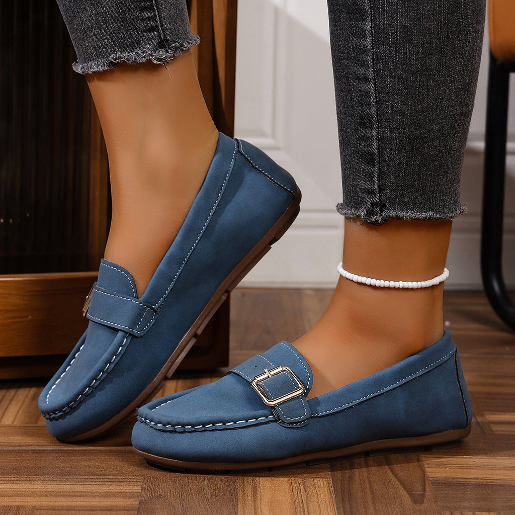 Damen Mokassins mit modischem Schnallen-Design und komfortabler Sohle EB