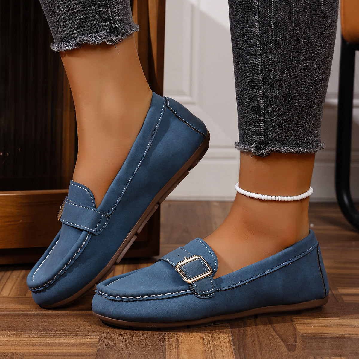 Damen Mokassins mit modischem Schnallen-Design und komfortabler Sohle EB