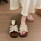 Damen Dekorative Sandalen mit eleganten Perlenapplikationen EB