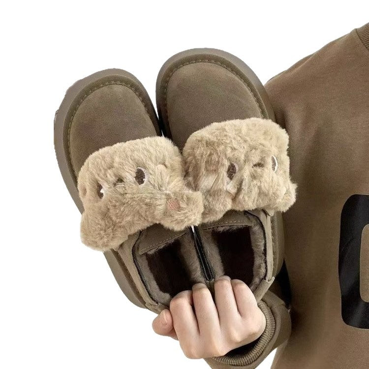 Damen Bequeme Clogs mit plüschiger Dekoration EB