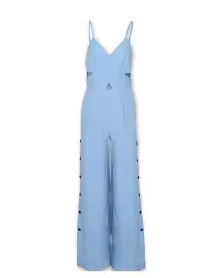 Damen Eleganter Jumpsuit mit Kreuz-Ausschnitt und weitem Bein EB