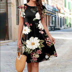 Damen Blumen-Midikleid mit Rüschendetails und femininer Silhouette EB