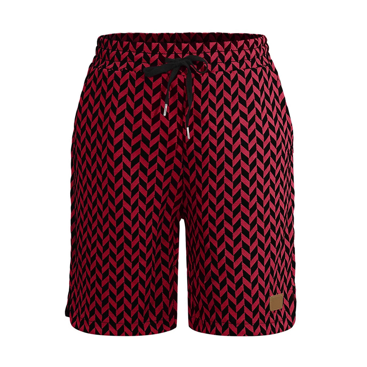 Damen-Jacquard-Shorts mit elastischem Komfortbund und Fischgrätmuster