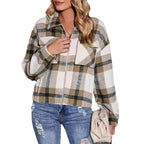 Damen Karierte Oversize-Hemdjacke mit Taschen EB