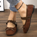 Damen Ballerinas mit verstellbarem Riemen und elegantem Schleifendetail EB
