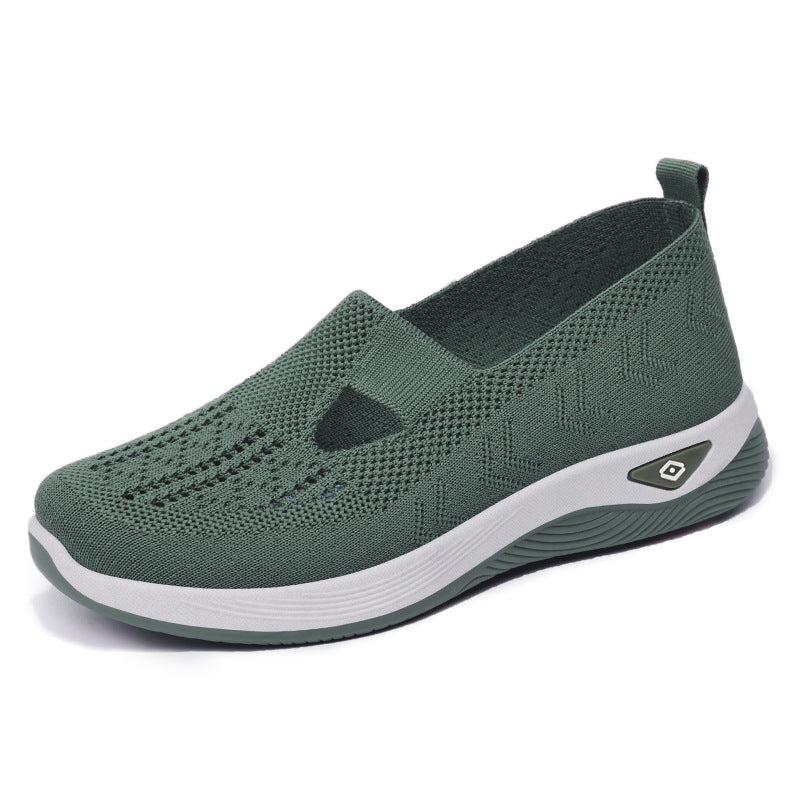 Damen Bequeme Slip-On Freizeitschuhe mit atmungsaktivem Strickoberteil EB