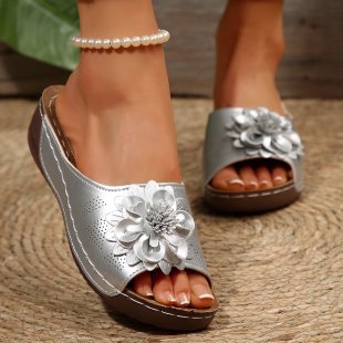 Damen dekorative Pantoletten mit floralem Design und komfortabler Fußbettung EB
