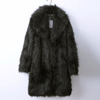 Damen Luxuriöser Kunstpelz-Mantel mit breitem Revers EB