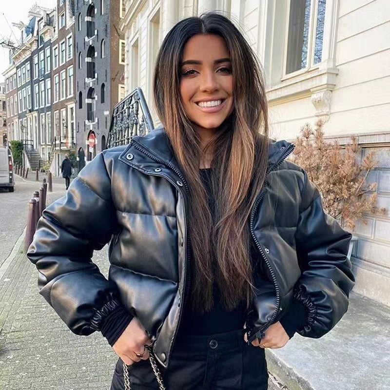Damen Kunstleder Steppjacke EB