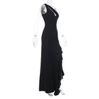 Damen Elegantes Maxikleid mit asymmetrischem Schnitt und Raffung EB