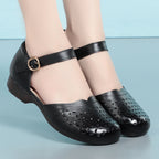 Damen Ballerinas mit elegantem Lochmuster und verstellbarem Riemen EB