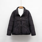 Damen gesteppte Winterjacke mit praktischen Taschen und hohem Kragen EB