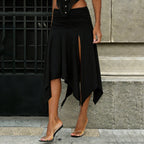 Damen asymmetrischer Wickelrock mit Raffung EB