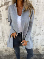 Damen lässiger Mantel mit Kapuze und asymmetrischem Schnitt EB