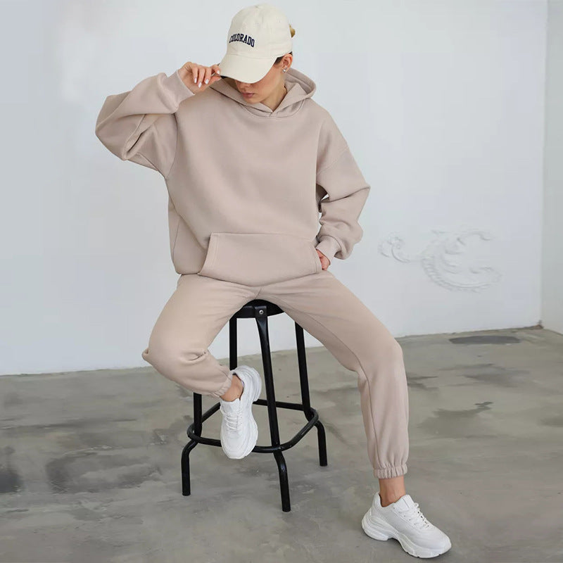 Damen Lässiger Kapuzenanzug mit weitem Schnitt und praktischen Taschen EB