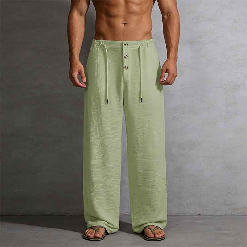 Lässige Herren-Leinenshorts mit elastischem Bund und Kordelzug