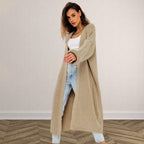 Damen Grober Strickmantel mit offenem Schnitt und tiefen Taschen EB