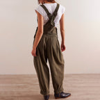 Damen lässiger Denim Overall mit tiefem V-Ausschnitt und praktischen Taschen EB