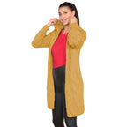 Damen Großer Strickmantel mit Kapuze und Zopfmuster EB