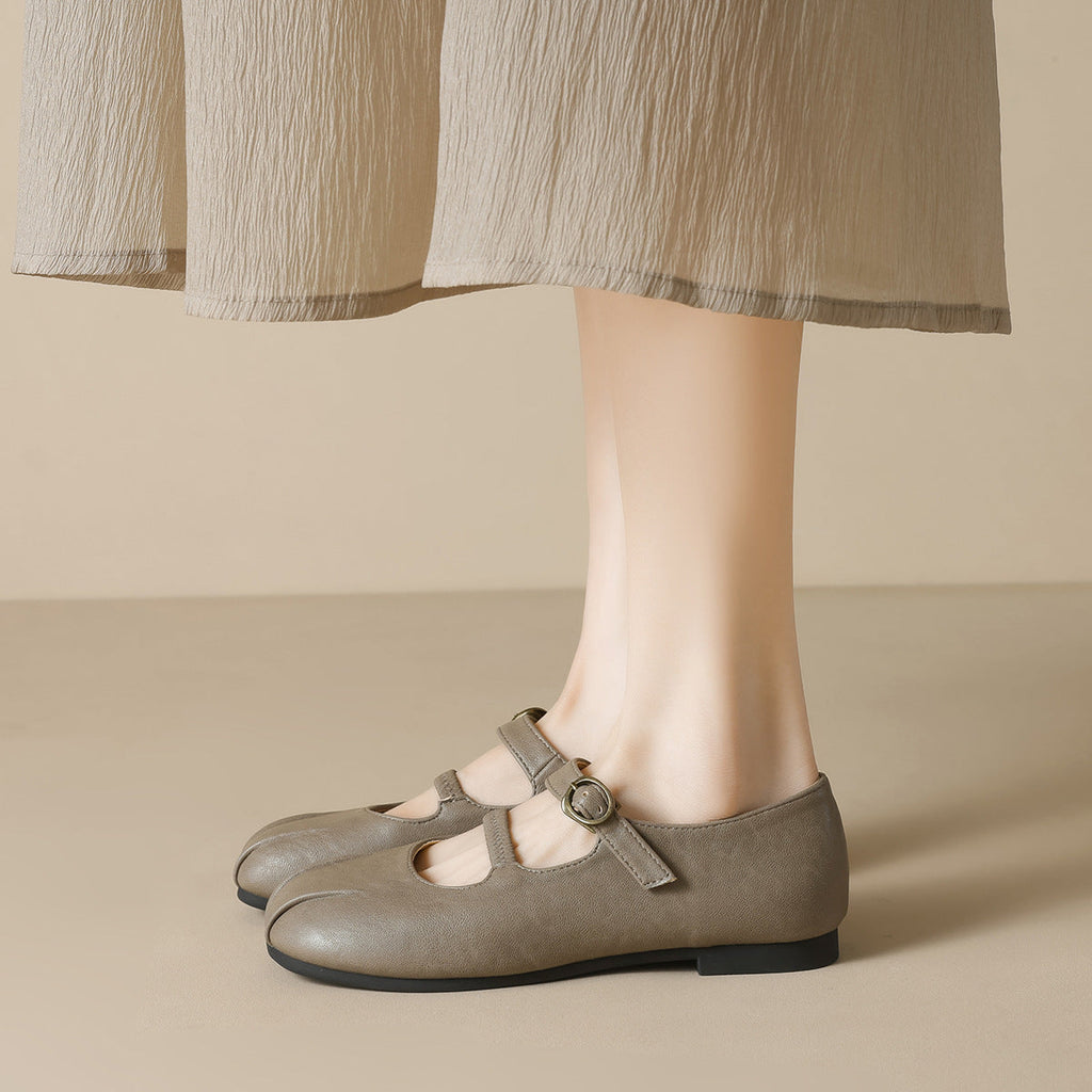 Damen Ballerinas mit eleganter Schnalle und hochwertigem Leder EB