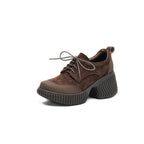 Damen bequeme Plateau-Schnürschuhe mit robustem Sohlenprofil und trendigem Design EB