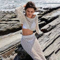 Damen Häkel-Set mit Crop-Top und Maxi-Rock EB
