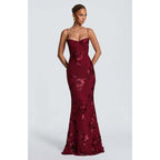 Damen Elegantes Abendkleid mit floralem Spitzenmuster und figurbetontem Schnitt EB