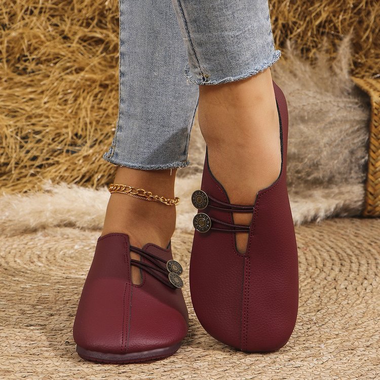 Damen komfortable Slipper mit modischen Knopfdetails EB