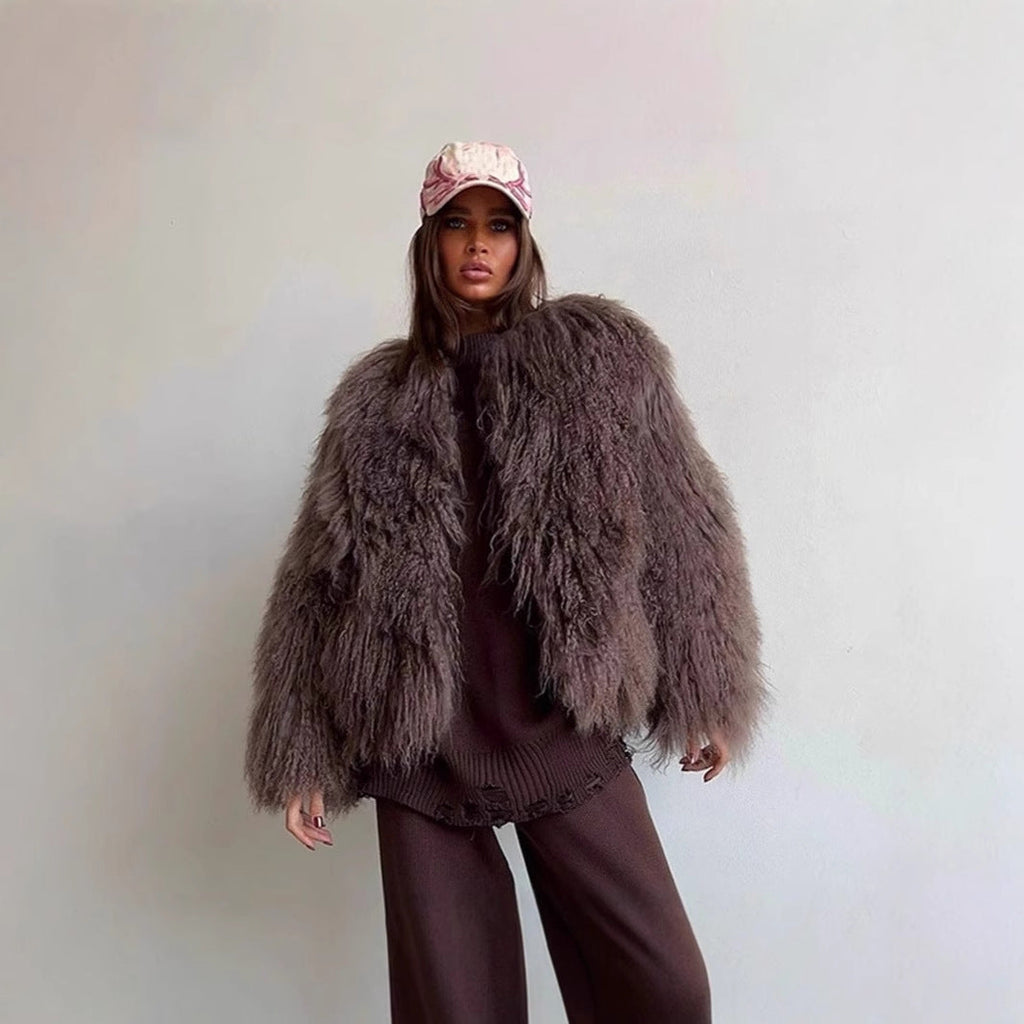 Damen Fleece-Überzieher im trendigen Bouclé-Stil EB