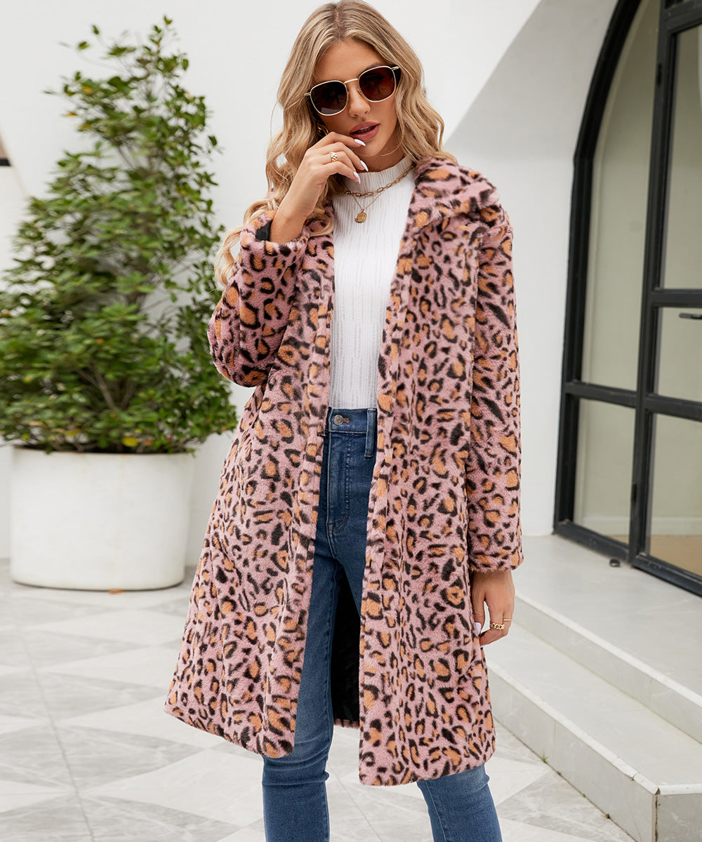 Damen Luxuriöser Leopardenfell-Mantel EB
