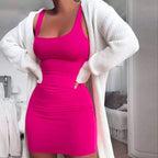Damen Bodycon Minikleid mit breiten Trägern und taillierter Silhouette EB